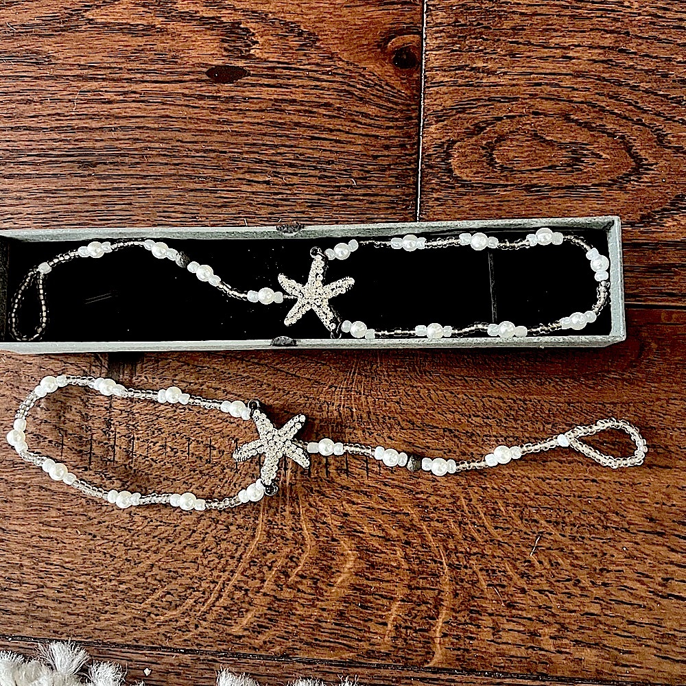 Elegant Starfish Pearl Anklet - Handmade.